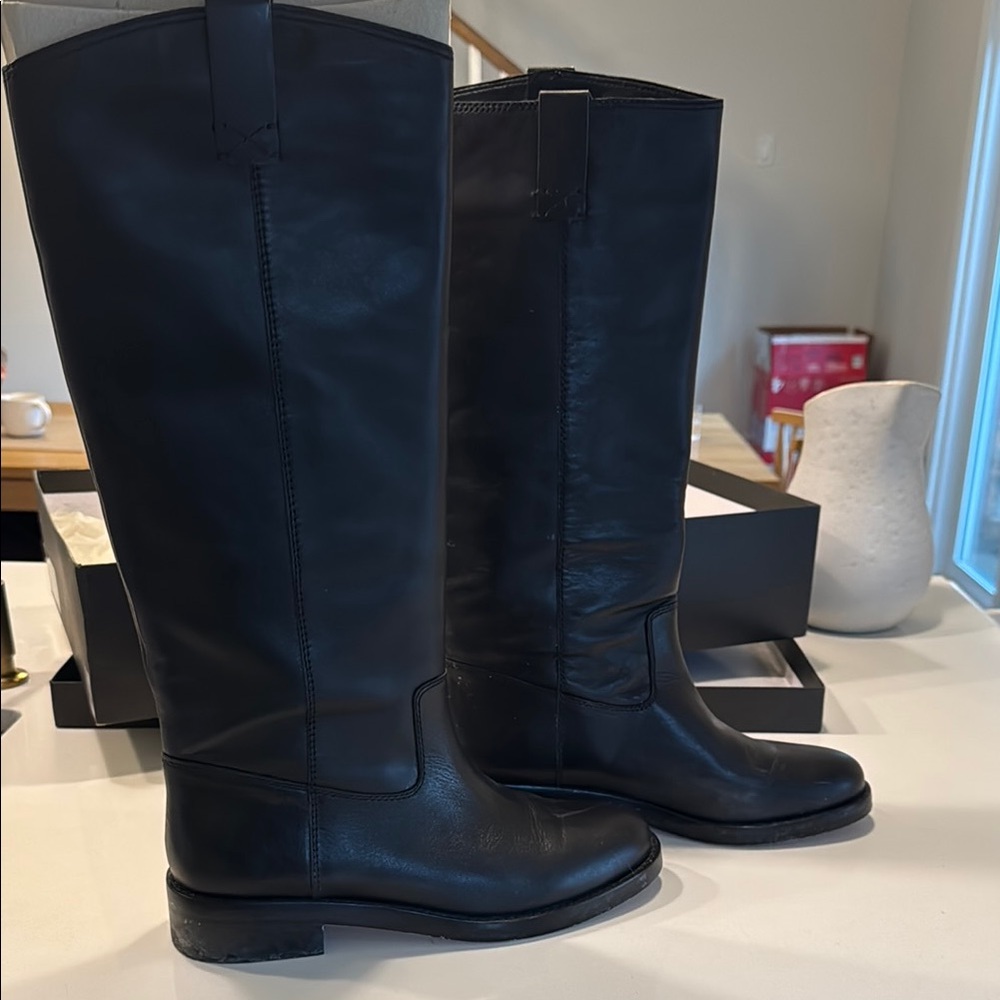 Black Over the Knee Leather Boots